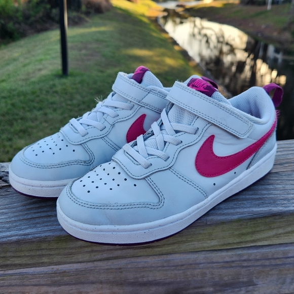 Nike Court Borough Low Recraft Girls Size 2.5 Y White Pink Leather Sneakers - Picture 11 of 14